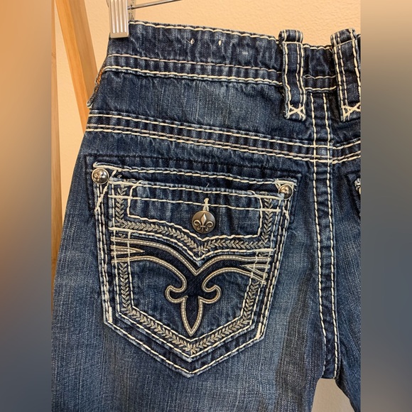 Rock Revival Men’s Bruno Boot Cut 32 Denim Blue Jeans Dark Wash (32x30) - Picture 13 of 15